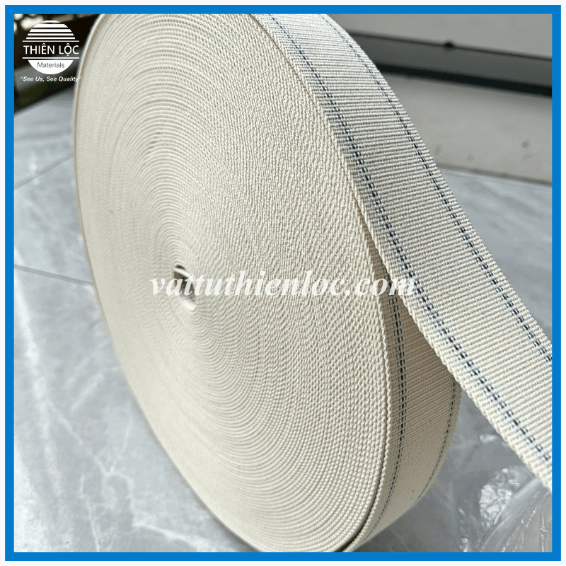 Băng Tải Cotton Viền Xanh Dùng Cho Máy Gấp Vải