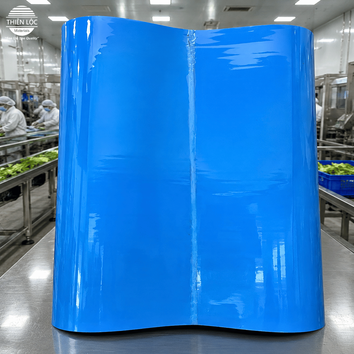 Băng Tải TPU Đồng Nhất Dày 3mm 2 Mặt Xanh Dương