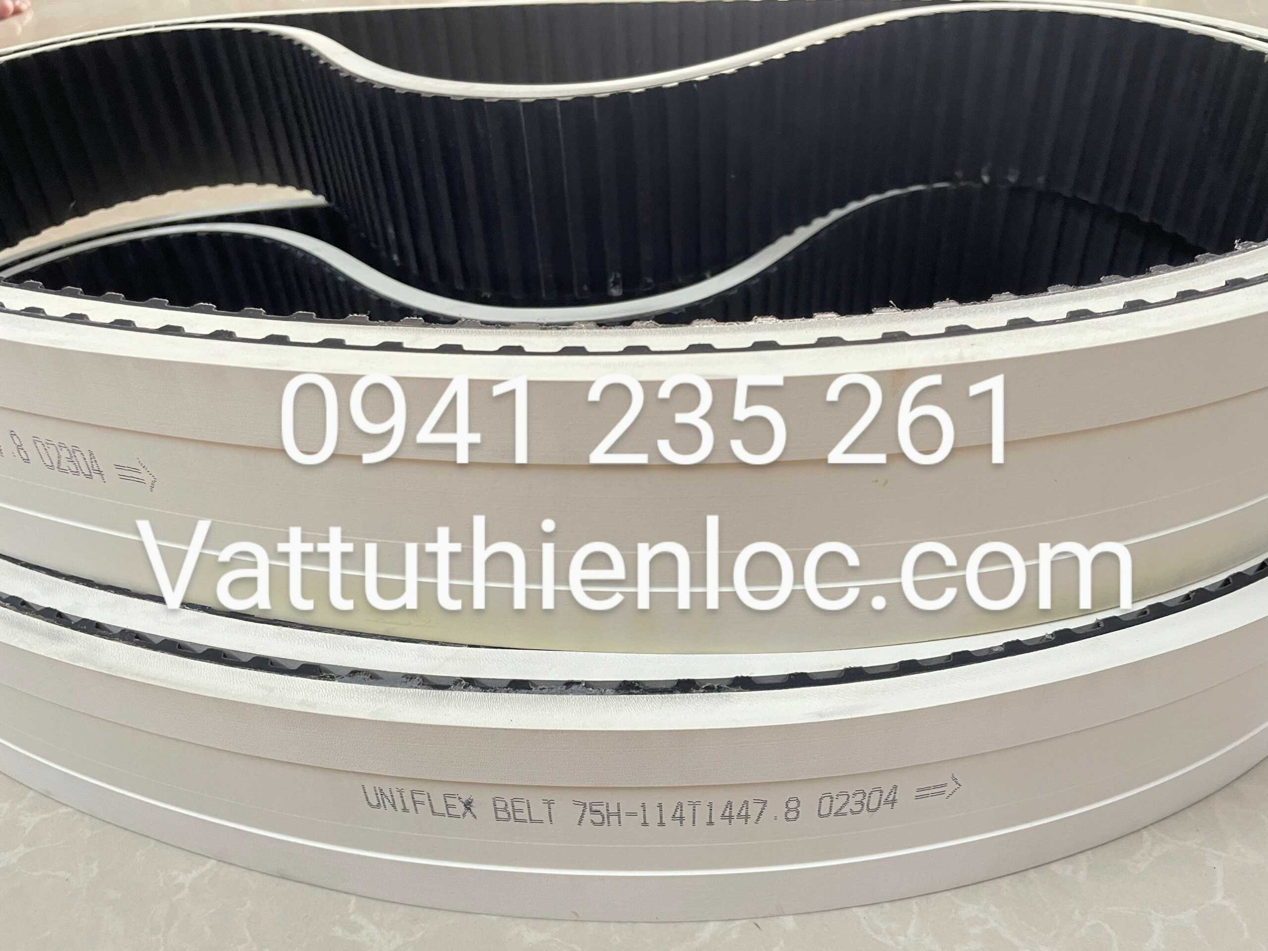 Dây Curoa PU Đắp Cao Su Trắng Dày 8MM Có Rãnh Giữa