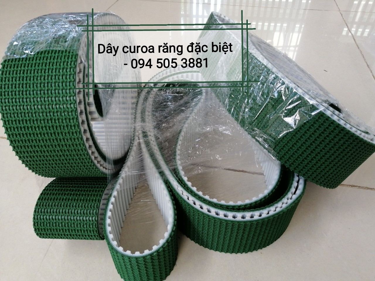 Dây curoa răng PU đắp băng tải PVC Xanh Gai